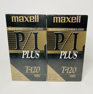 Maxell P/I Plus T-120 Blank Video Cassette Tape VHS (Lot of 2) New Sealed