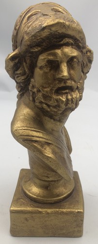 Vintage Bronzed Ajax Sculpture Mennelaus King of Sparta Bust Painted 9” - Picture 5 of 8