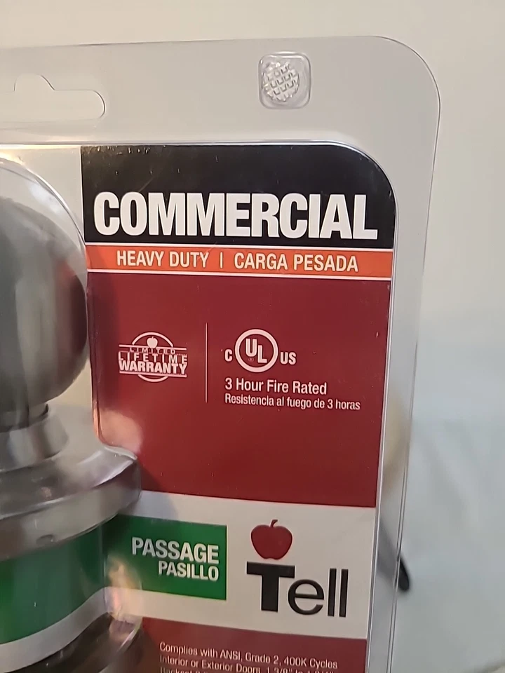 Tell Manufacturing Cl 500197 Manija de puerta de paso cromada satinada resistente nueva Foto 2 de 4