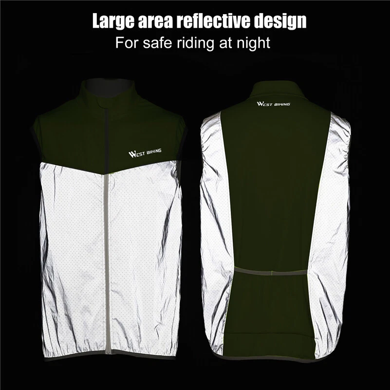 WEST BIKING Reflective Cycling Vest Safety Vest Sleeveless Jacket Sports Vest - Image 2 of 4