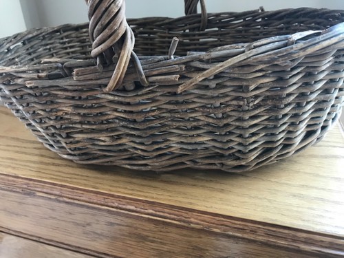 Antique Primitive Gathering Basket 17 L x 12 W x 4 1/2 H - Picture 7 of 7