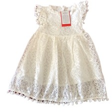 2 Bunnies Ivory Dress Vintage Sunflower Lace Design Cottagecore Size 3T