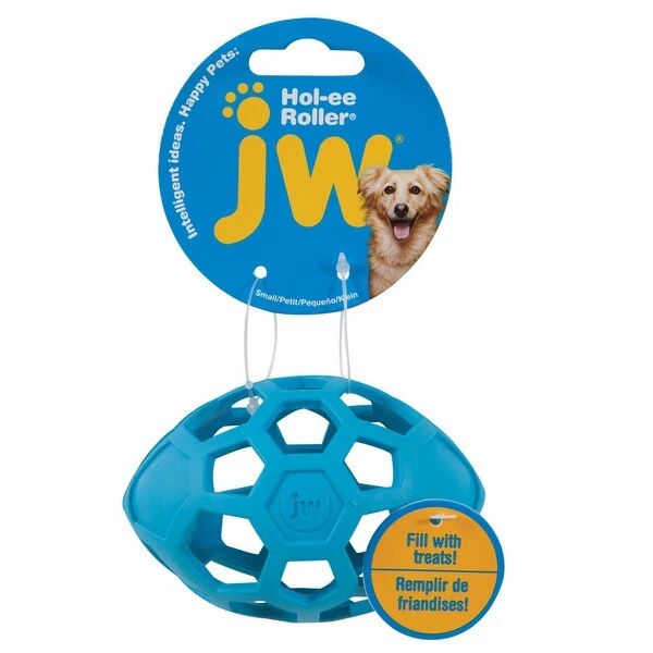 JW Pet Hol-ee Roller Dog Puppy Ball Football Egg Bone Squeaker Rubber Chew Toys - Image 2 of 4