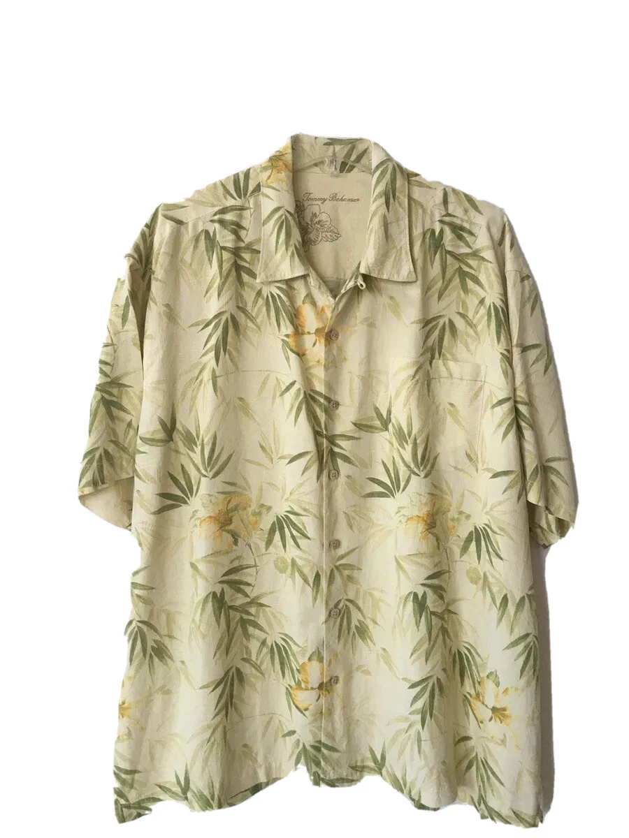 Tommy Bahama Sz XXL Bamboo Floral 100% Silk Short Sleeve Hawaiian Shirt Mens Top