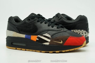 NIKE AIR MAX 1 USED SIZE 6 MASTER BLACK UNIVERSITY RED BLUE 910772 001