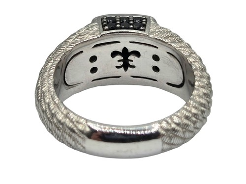 Judith Ripka Ring 925 Sterling Silver Onyx & Black Spinel Textured Band Size 8 - 第 14/18 張圖片