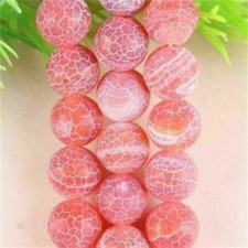 Natural 6/8/10/12mm Red Dream Fire Dragon Veins Agate Gems Round Loose Beads 15"