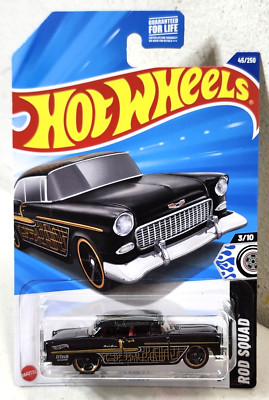 2025 Hot Wheels '55 Chevy Rod Squad Black Car 1/64 Toy Vehicle Mattel NEW
