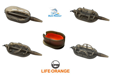 LIFE ORANGE *Method Feeder 5-teiliges SET Futterkörbe Methodkörbe Futter Presse*