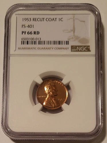 1953 Lincoln Wheat Cent Recut Coat Variety FS-401 Proof PF66 RED NGC
