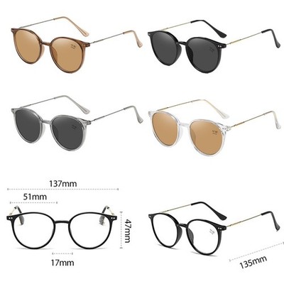 Photochromic Reading Glasses Anti Blue Light Presbyopic Lesebrille Round Readers
