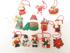 Mini Feather Tree Rubber Christmas Ornaments Lot VTG 1.5-2.5" D4754