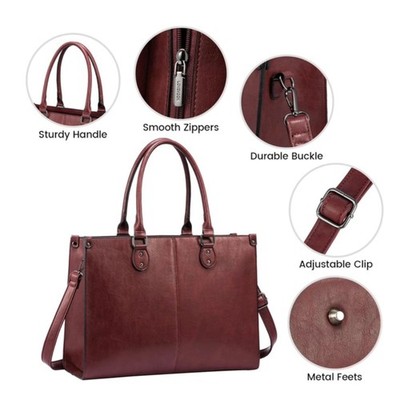 LOVEVOOK 15.6'' Laptop Tote Bag for Women   Wine Red