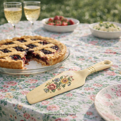 Vintage Pie Server, French Country kitchen, shabby chic, cottage core serving