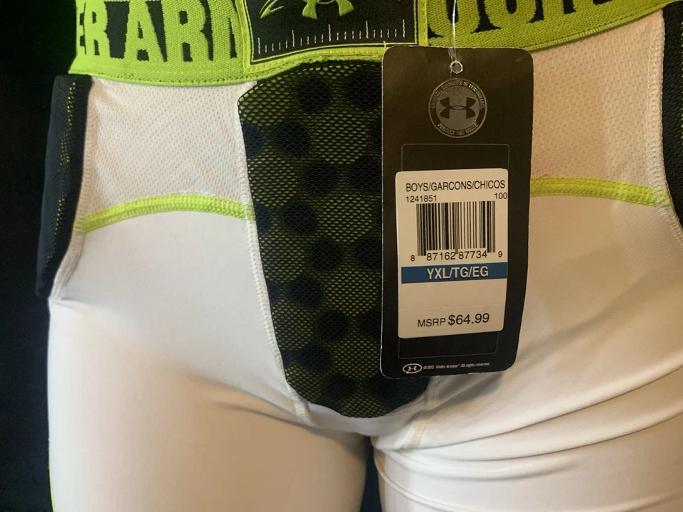Pantalones de fútbol Under Armour para niños blancos cintura elástica rendimiento YXL NUEVOS CON ETIQUETAS nuevos Foto 4 de 4