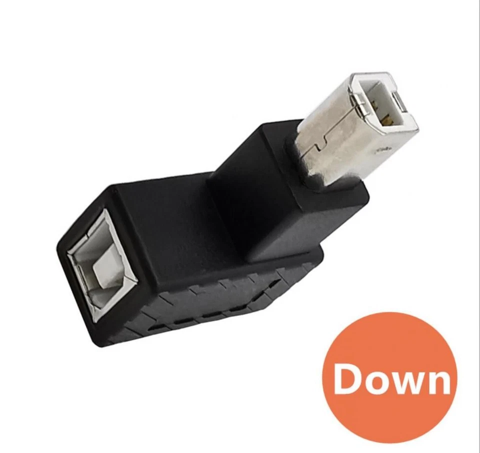 USB B 2.0 Male Down Angle to USB B Female Printer Extension Adapter - Image 2 of 3