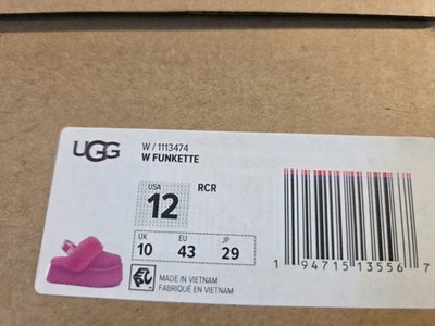 UGG FUNKETTE SLIP-ON SLIPPERS PINK SUEDE WOMEN'S US 12 BRAND NEW IN BOX RET.$150