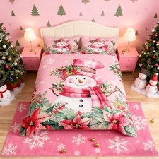 Xmas Snowman Duvet Cover Set Queen Size, Leaves Queen no comforter Multi 12