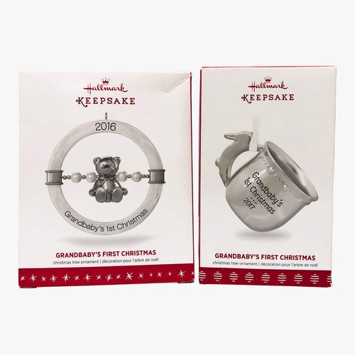 3037 - Set of 2 HALLMARK CHRISTMAS ORNAMENTS Grandbaby Xmas |Pod 1-74|