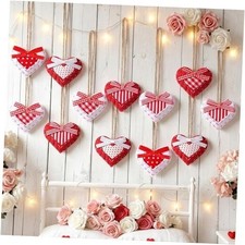 24 Pcs Valentine's Day Ornaments Felt Ornaments with Bow White,red,pink Heart