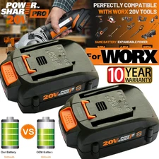 2pack For WORX 20V MAX Extend Lithium Battery 20 Volt WA3520 WA3525 WA3575 WG155