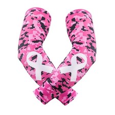 Yxmeiguo Breast Cancer Arm Sleeves, Sports Compression Arm Sleeve Large Pink