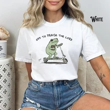 Christian T-Shirt, Unisex Garment-Dyed Tee, Funny Frog Off To Praise The Lord