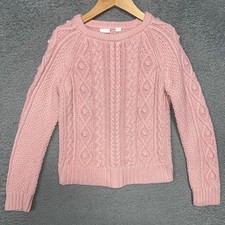 Gap Kids Sweater Youth Sz Medium Pink Standard Cable Knit Sweatshirt Barbiecore