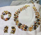 Vintage Coro 3-Piece Parure Set Smoky Topaz AB Crystal Multi-Strand Choker Wrap — photo 1