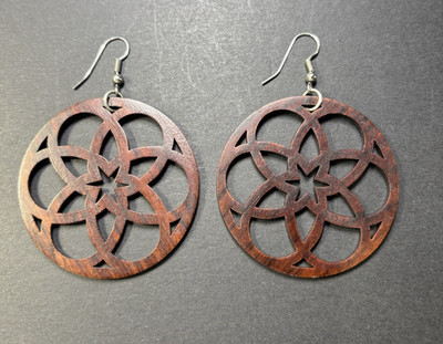 Exotic Wood Dangle Earrings Costa Rica Boho Handcrafted Artisan Star Light