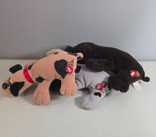 Pound Puppies Plush Lot – Tonka 1986 – 3 Dogs – Black, Brown & Gray With Collars