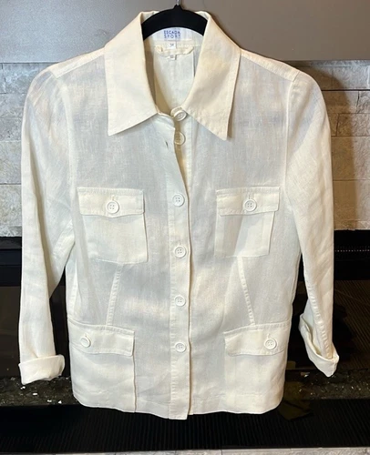 OFF WHITE Top giacca leggera Escada Sport Off White in lino taglia 34