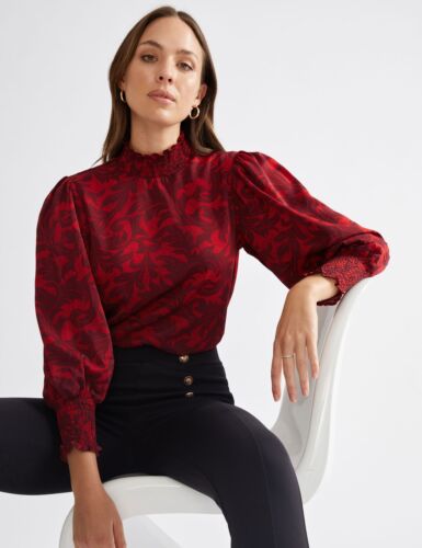 KATIES - Womens Tops -  Shirred Neck Blouse - Picture 1 of 6