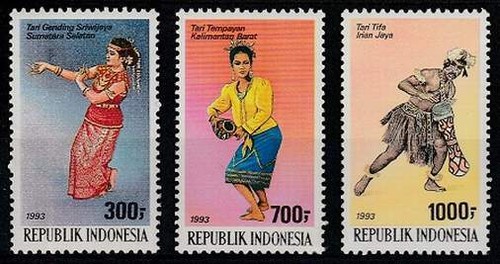 Indonesia postfris 1993 MNH 1498-1500 - Dansen uit de provincie