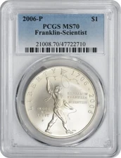 2006-P Franklin-Scientist Commemorative Silver Dollar MS70 PCGS