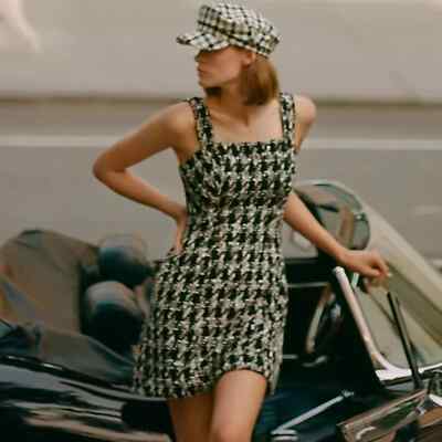 Anthropologie Maeve Black & White Tweed Mini Dress | eBay