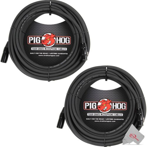 Pig Hog 8mm XLR Microphone Cable Male to Female 30 Ft Premium Mic Cable x2 - Picture 1 of 3