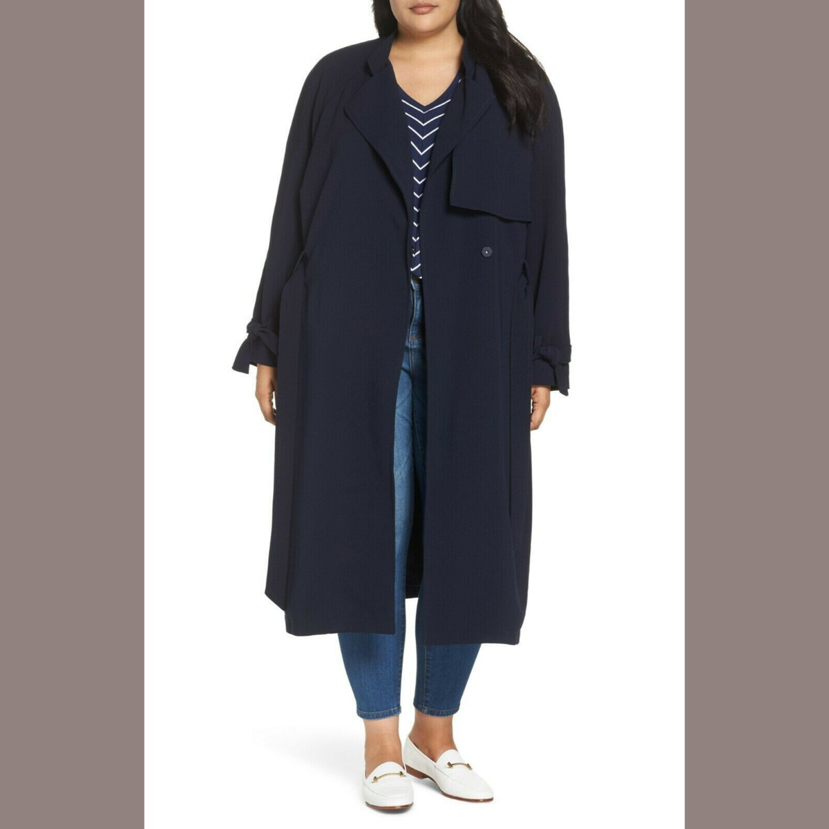 NEW Rachel Rachel Roy Luxe Crepe Trench Coat in Navy [PLUS SZ 2X