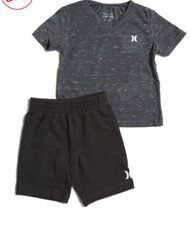 Hurley Toddler Boy's 2T 2 Pc Short Pants Short Sleeve T-Shirt Carbon Black