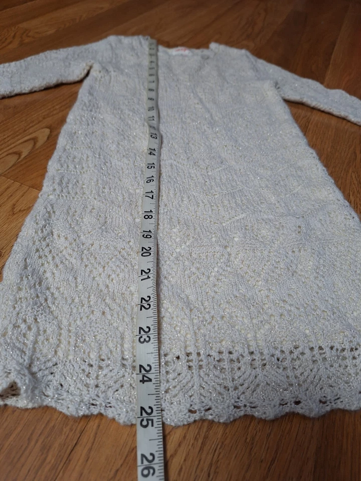 Vestido Suéter Cat & Jack Niñas Forrado Blanco Crema Tejido Brillante Pequeño 6/6X Foto 3 de 4
