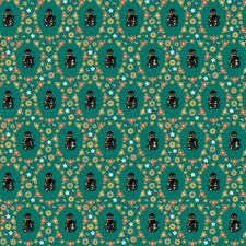 Riley Blake Haunted Adventure Spooky Kitties Jade Green Halloween Cat Fabric