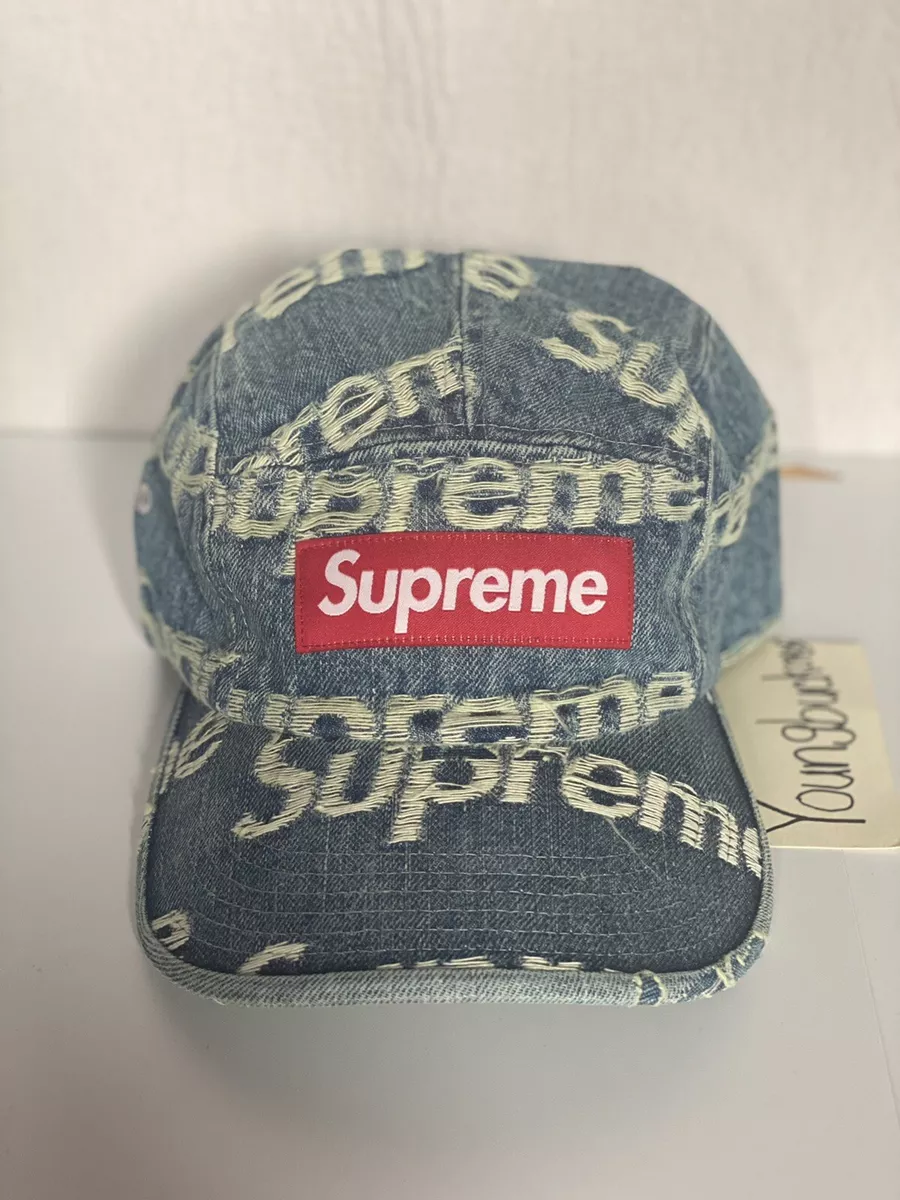 Supreme Frayed Logos Denim Camp Cap Blue – Mad Kicks