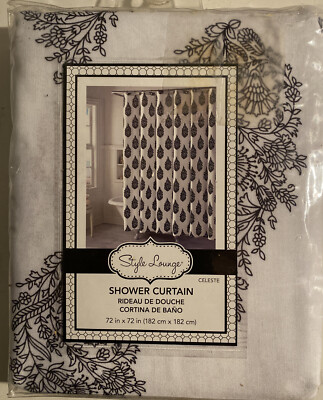 Shower Curtain White black Baroque CELESTE Print By Style Lounge 72x72 NEW
