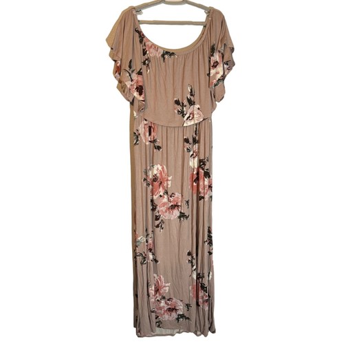 Sweet Lovely By Jen Floral Maxi Dress 1XL Ruffle Sleeves Boho Chic