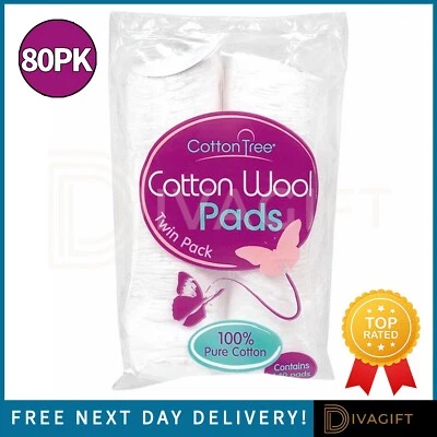 COTTON TREE COTTON WOOL ROUND FACE PADS PIECE SOFT ABSORBENT BEAUTY HEALTH CARE MAKEUP x80