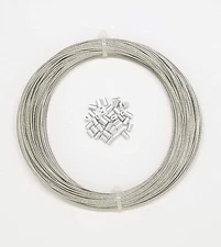 T316 Stainless Steel Wire Rope Cable 1/32" 7x7 with T316 SS Sleeves ~100 ft coil