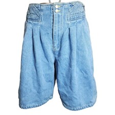 Women's Vintage Gitano High Waisted Pleated HTF Rare Denim Jean Shorts 13/14