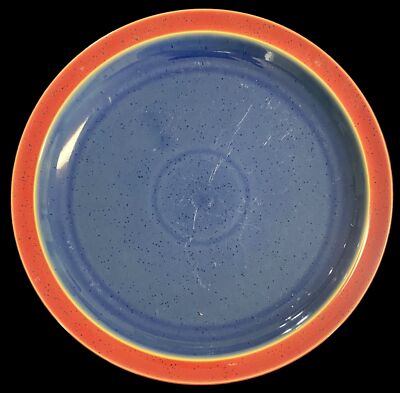 Beautiful Set of 4 DENBY Harlequin Red and Blue 10 1/2