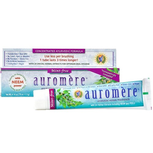 Auromere Ayurvedic Herbal Toothpaste, Mint Free - Vegan, Natural, Non GMO, 