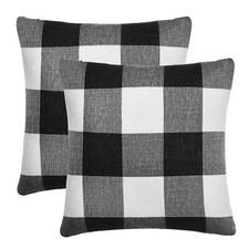 Set of 2 Buffalo Check Plaid Pillow Covers Farmhouse Rustic Pillow Cases Cott...